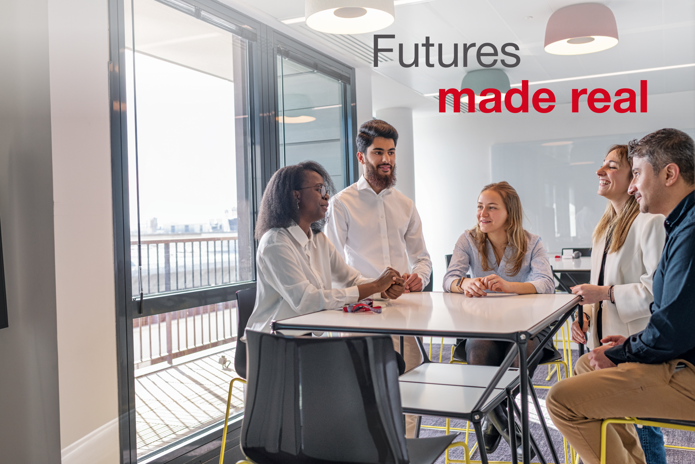 Team in Conversation at Table