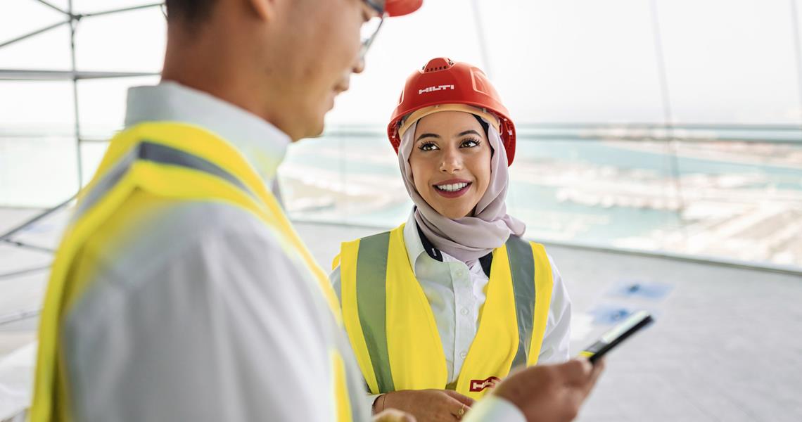 Two Hilti Account Managers on a construction site in Dubai
