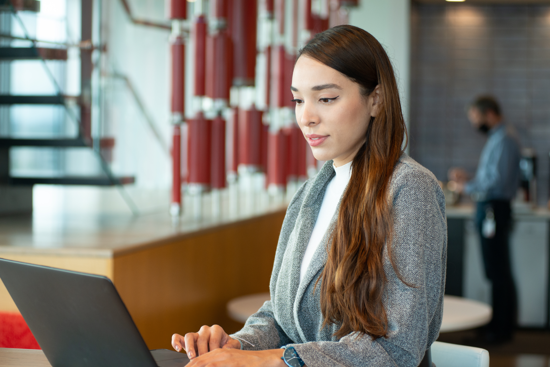 Plano Female Employee Working Laptop 2