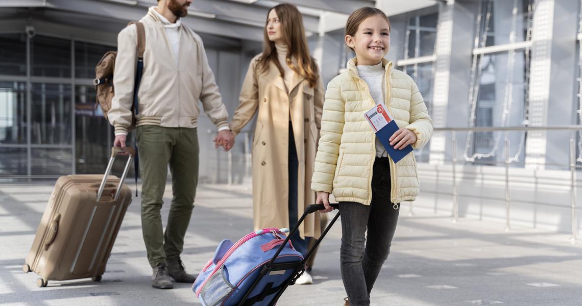 Full Shot Parents Kid Traveling
