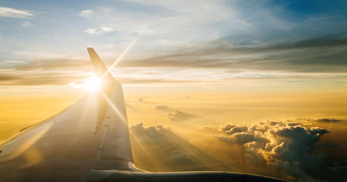 Wing Airplane Blue Sky Twilight Sunset